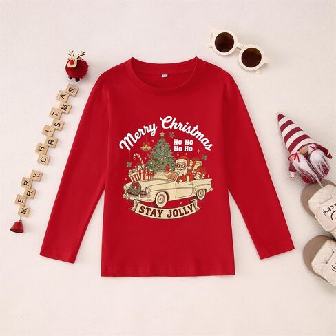 Ritatte Merry Christmas Shirt for Toddler Boys Girls Cute Santa Claus Long Sleeve T-Shirt Funny Xmas Gift Holiday Tee Tops in Kuwait