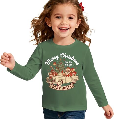 Ritatte Merry Christmas Shirt for Toddler Boys Girls Cute Santa Claus Long Sleeve T-Shirt Funny Xmas Gift Holiday Tee Tops in Kuwait