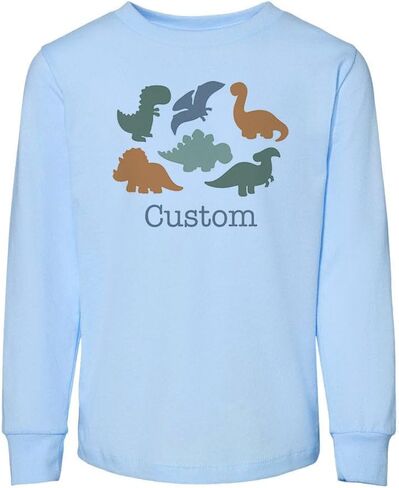 Dino Custom Name Personalized Toddler Kids Long Sleeve T-Shirt in Saudi Arabia