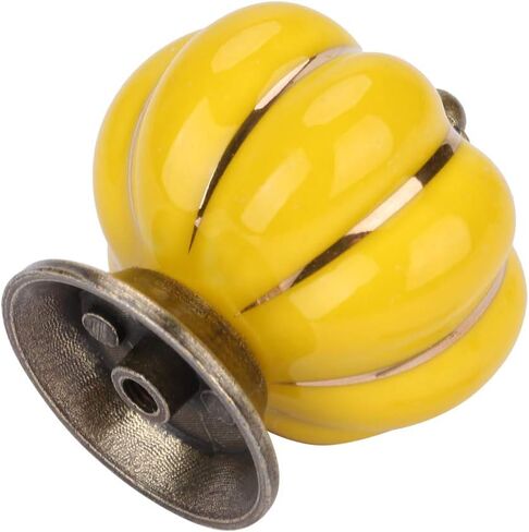 Decorative Colorful Door Knobs, Ceramic Knobs, for Cabinet Drawer Furniture Drawer (Yellow) in Saudi Arabia