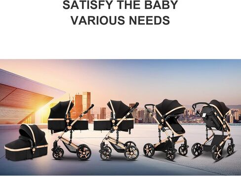 Baby Stroller 2-in-1 Travel Systems Support One-Touch Folding Lightweight, Suitable for Newborns and Toddlers, Black in Saudi Arabia