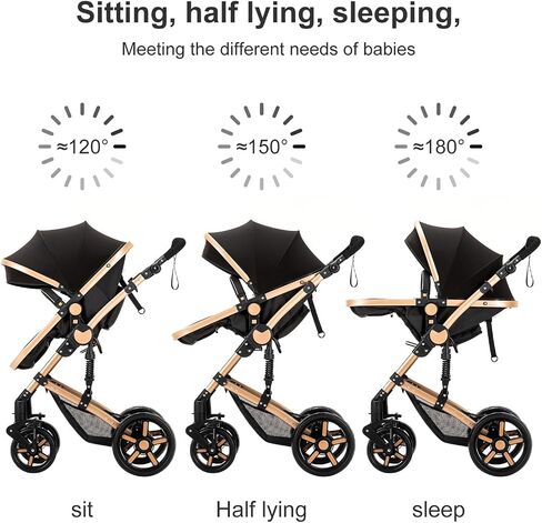 Baby Stroller 2-in-1 Travel Systems Support One-Touch Folding Lightweight, Suitable for Newborns and Toddlers, Black in Saudi Arabia