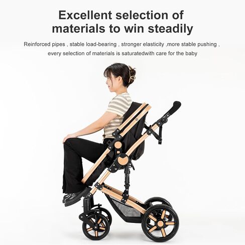 Baby Stroller 2-in-1 Travel Systems Support One-Touch Folding Lightweight, Suitable for Newborns and Toddlers, Black in Saudi Arabia