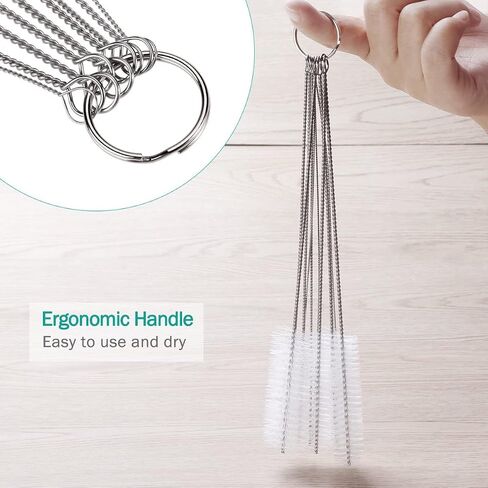 10Pcs Bottle Brush Set Bottle Cleaning Brushes Nylon Strip Brush Nylon Tube Pipe Washing Kit Milk Cup Straw Glass Tube Cleaner for Home in Saudi Arabia