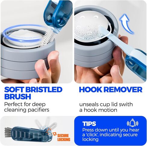 6 Pack Holikme 4 in 1 Cup Lid Cleaning Brush Set with 3 Straws, Multifunctional Bottle Brush, Silicone Cup Lid Gap Cleaner, Durable Bristle Crevice Cleaning Brush, Navy in Saudi Arabia