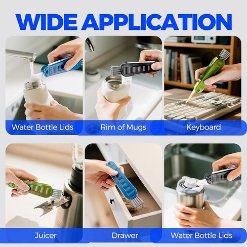 6 Pack Holikme 4 in 1 Cup Lid Cleaning Brush Set with 3 Straws, Multifunctional Bottle Brush, Silicone Cup Lid Gap Cleaner, Durable Bristle Crevice Cleaning Brush, Navy in Saudi Arabia