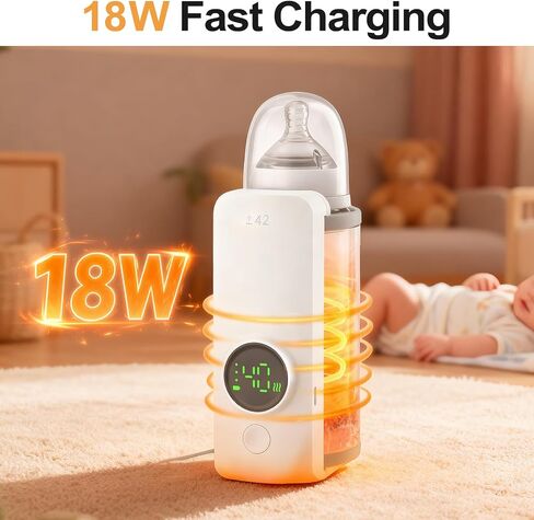 Portable Bottle Warmer, Equipped with a 6000 mAh Battery, Suitable for Dreastfeeding and Formula Feeding, Suitable for Travel Bottle Warmer, with a Digital Display in Saudi Arabia