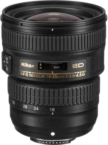 عدسة نيكون AF-S NIKKOR مقاس 18-35 مم f/3.5-4.5G ED (2207) + طقم فلتر + حافظة للغطاء + طقم تنظيف in Saudi Arabia