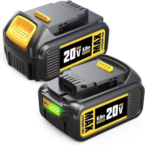 بطارية بديلة YHR 20 فولت 6000 مللي أمبير DCB200 لبطارية Dewalt 20 فولت DCB200 DCB206 DCB207 أدوات الحفر مع مؤشر LED (2 حزمة) in Kuwait