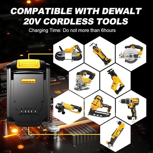 بطارية بديلة YHR 20 فولت 6000 مللي أمبير DCB200 لبطارية Dewalt 20 فولت DCB200 DCB206 DCB207 أدوات الحفر مع مؤشر LED (2 حزمة) in Kuwait