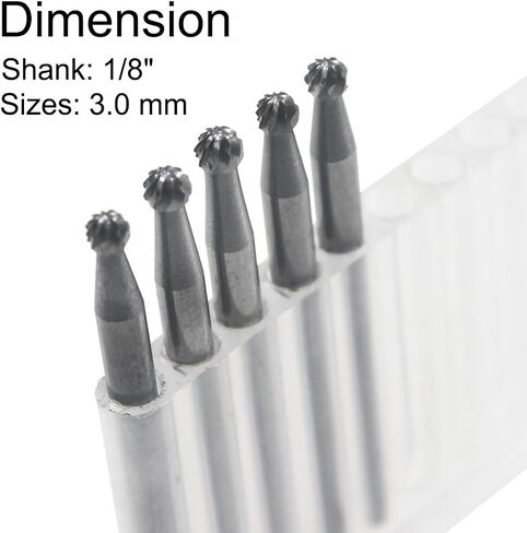 Luo ke 5 Pcs Carbide Ball Burs, 1/8'' Shank Double Slot Tungsten Carbide Ball Shape Cutting Burr for Rotary Tools (1.5/2.0/2.5/3.0/6mm) in Saudi Arabia
