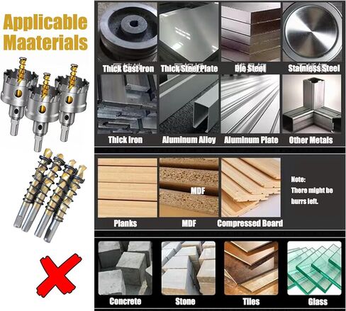 طقم منشار ثقب معدني، 16 قطعة TCT 5/8"-2-1/4" طقم منشار ثقب كربيد، مع لقم ثقب طيار، شفرة ثلاثية الحواف للقطع الدقيق الفولاذ المقاوم للصدأ الحديد النحاس النحاس الألومنيوم in Saudi Arabia