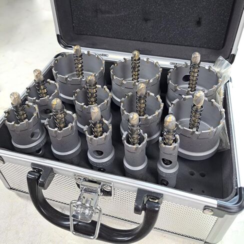 طقم منشار ثقب معدني، 16 قطعة TCT 5/8"-2-1/4" طقم منشار ثقب كربيد، مع لقم ثقب طيار، شفرة ثلاثية الحواف للقطع الدقيق الفولاذ المقاوم للصدأ الحديد النحاس النحاس الألومنيوم in Saudi Arabia