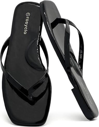 Flip Flops for Women, Square Toe Memory Foam Arch Support Flats Summer Sandals for Women 2025, Trending Vegan Leather Lightweight Soft Comfort Cloud Womens Slippers Beach Essentials Slides in Saudi Arabia