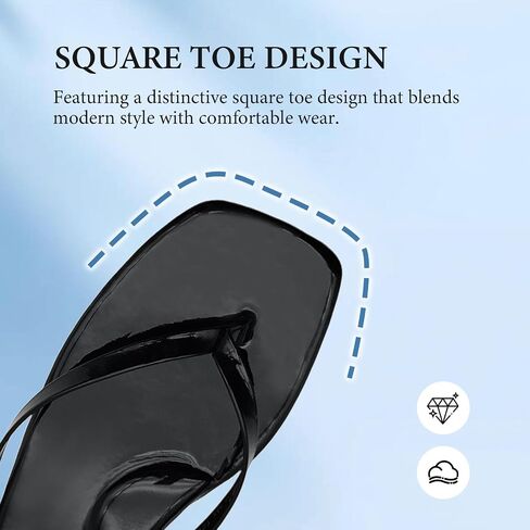 Flip Flops for Women, Square Toe Memory Foam Arch Support Flats Summer Sandals for Women 2025, Trending Vegan Leather Lightweight Soft Comfort Cloud Womens Slippers Beach Essentials Slides in Saudi Arabia