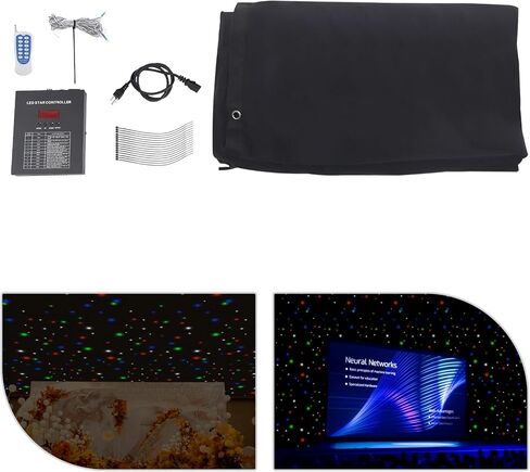 أدى خلفية المرحلة نجمة، 6.6 * 9.8ft طوي المخملية أدى خلفية المرحلة ث / dmx512 التحكم عن بعد، ستارة أضواء النجوم الملونة، خلفية القماش السماء المرصعة بالنجوم لحفل زفاف عيد الميلاد in Kuwait