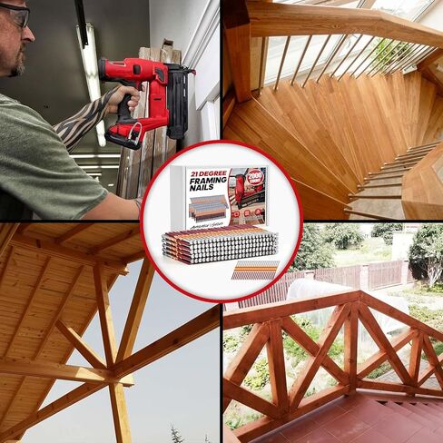 عدد 2000 مسمار تأطير 21 درجة، رأس مستدير كامل 3 بوصة × 0.131 بوصة، ساق حلقية، مجلفنة بالغمس الساخن، أظافر بلاستيكية مجمعة لبنادق أظافر ذات إطار دائري 21 درجة in Kuwait