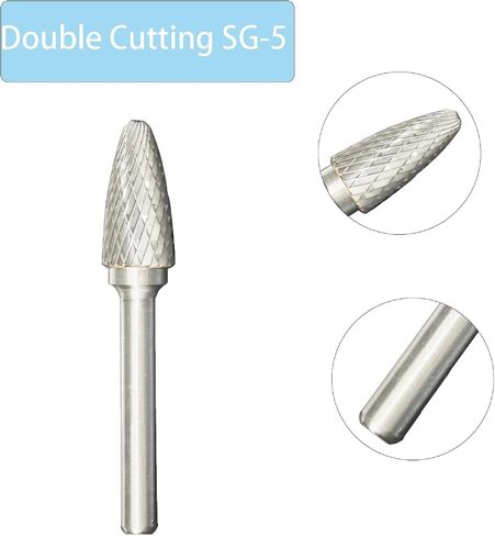SF-5 Double Cut Tree Shape Tungsten Carbide Burr Rotary File with 1/4 Inch Shank 1/2 Inch Cutting Diameter 1 Inch Cutting Length for Die Grinder Drill Bits (SF-5) RF07 in Saudi Arabia
