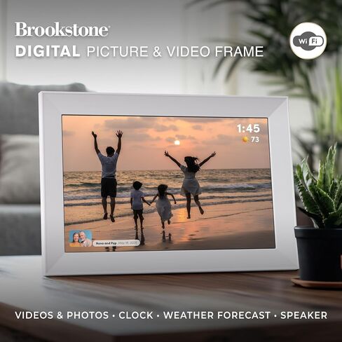 إطار Brookstone للصور والفيديو الرقمي مع توقعات الطقس، واي فاي، ساعة، مكبر صوت، مساحة تخزين مدمجة 32 جيجابايت لتخزين آلاف الصور ومقاطع الفيديو in Saudi Arabia