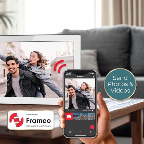 إطار Brookstone للصور والفيديو الرقمي مع توقعات الطقس، واي فاي، ساعة، مكبر صوت، مساحة تخزين مدمجة 32 جيجابايت لتخزين آلاف الصور ومقاطع الفيديو in Saudi Arabia