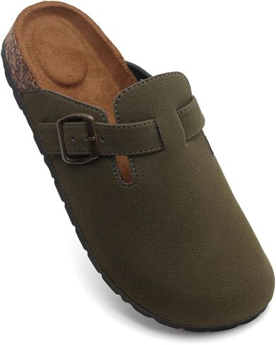 Women's Suede Clog Slippers Slip-On Flat Shoes Adjustable Comfortable Outdoor Shoes for Women Sizes 5-10 in Saudi Arabia