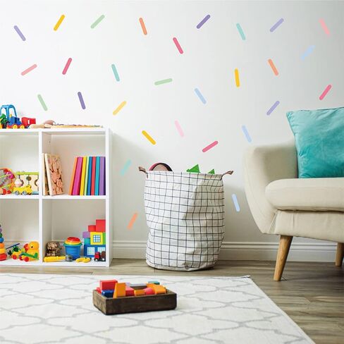 Confetti Wall Decals 300Pcs Removable Peel & Stick Wall Stickers for Kids Room Decor - Window Art for Girls Bedroom, Nursery, Birthday Party (Colorful Sprinkle Design) in Saudi Arabia