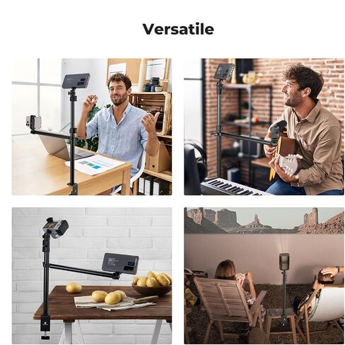 حامل مكتب K&F CONCEPT مع ذراع تمديد، حامل كاميرا علوي قابل للتعديل 37-91 سم، رأس كروي 1/4 بوصة ومحول 3/8 بوصة، مشبك على شكل حرف C للضوء الدائري، كاميرا DSLR، الهاتف الذكي، البث المباشر، الفيديو in Kuwait