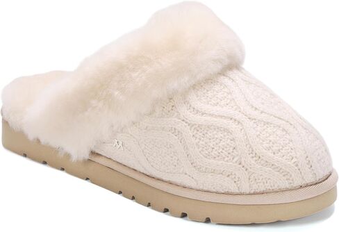 mykos Women's Lia Suede Slip-On Scuff Slipper - Cozy Sheepskin Cuff - Fashionable, Comfortable for Lounging and Casual Wear in Saudi Arabia