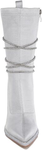 London Rag Dacia Rhinestones Strap Satin Calf Boots in Saudi Arabia