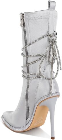 London Rag Dacia Rhinestones Strap Satin Calf Boots in Saudi Arabia