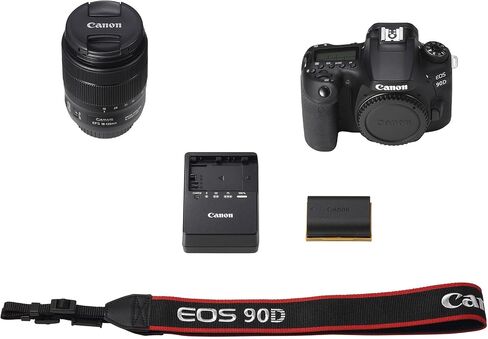 Canon EOS 90D DSLR Camera with Canon 18-135mm/ EF 50mm f/1.8 STM/EF 75-300mm f/4-5.6 III + 420-800mm f/8.3 HD Telephoto Zoom Lenses+TTL Flash+Backpack+Deluxe Accessory Bundle (Renewed), Black in Saudi Arabia