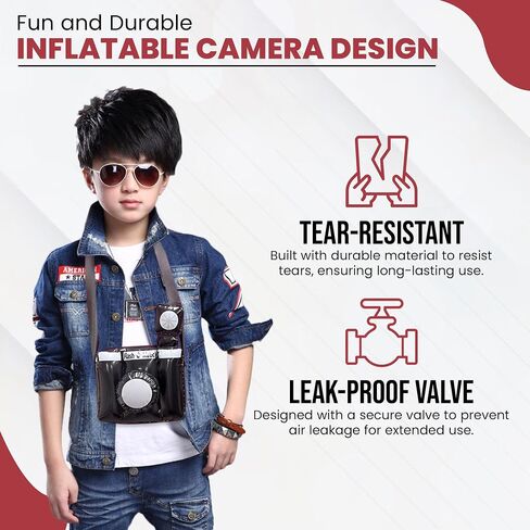 نفخ كامارا | كاميرا مهرج قابلة للنفخ خفيفة الوزن | الدعائم المصورون و Photobooth | دعامة كاميرا كبيرة الحجم | أسود/فضي | 10 ارتفاع × 7.5 عرض × 5.5 عمق بوصة (عبوة من قطعتين) in Kuwait