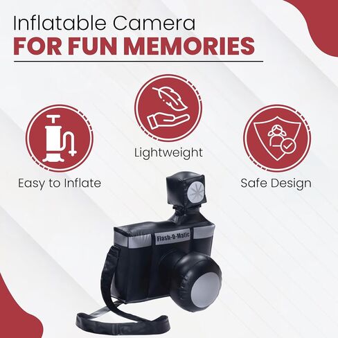 نفخ كامارا | كاميرا مهرج قابلة للنفخ خفيفة الوزن | الدعائم المصورون و Photobooth | دعامة كاميرا كبيرة الحجم | أسود/فضي | 10 ارتفاع × 7.5 عرض × 5.5 عمق بوصة (عبوة من قطعتين) in Kuwait