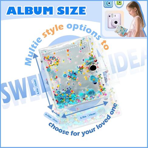 Mini Photo Album for Fujifilm Instax Mini Film, ldeal for Polaroid 2x3 Instant Photos Album, Kpop Photocard Binder, Kids Small Photo Album Birthday Gifts, 32 Pockets, Shiny Color Scheme (Blue) in Saudi Arabia
