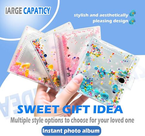 Mini Photo Album for Fujifilm Instax Mini Film, ldeal for Polaroid 2x3 Instant Photos Album, Kpop Photocard Binder, Kids Small Photo Album Birthday Gifts, 32 Pockets, Shiny Color Scheme (Blue) in Saudi Arabia