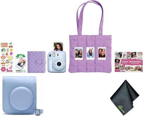 Fujifilm Instax Mini 12 Instant Film Camera 2025 Holiday Bundle (Purple) + Compatible Carrying Case + Microfiber Cleaning Cloth in Saudi Arabia