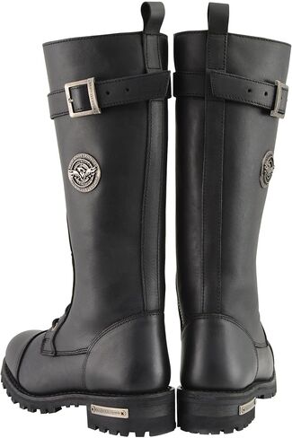 حذاء Milwaukee مصنوع من الجلد للنساء بطول 35.56 سم من الدانتيل إلى إصبع القدم حذاء مرتفع الارتفاع مستدير مع سحاب جانبي MBL9355 in Saudi Arabia