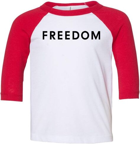 Charlie Kirk Freedom Kids Three-Quarter Raglan Sleeve Baseball Shirt Toddler in Saudi Arabia