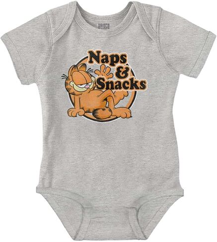 Brisco Brands Funny Garfield Cartoon Naps N Snacks Baby Romper Boys or Girls in Saudi Arabia