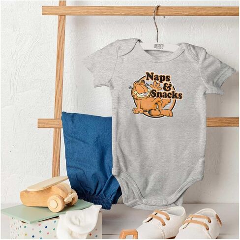 Brisco Brands Funny Garfield Cartoon Naps N Snacks Baby Romper Boys or Girls in Saudi Arabia