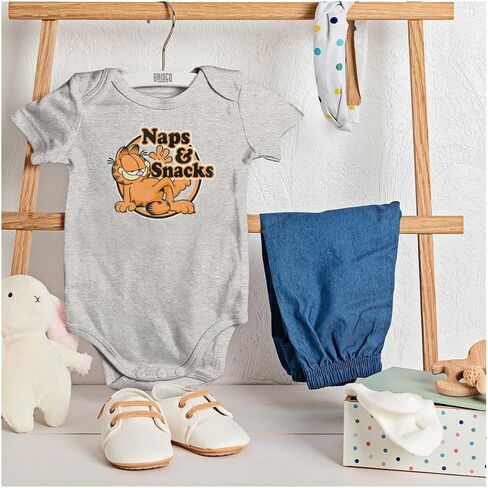 Brisco Brands Funny Garfield Cartoon Naps N Snacks Baby Romper Boys or Girls in Saudi Arabia