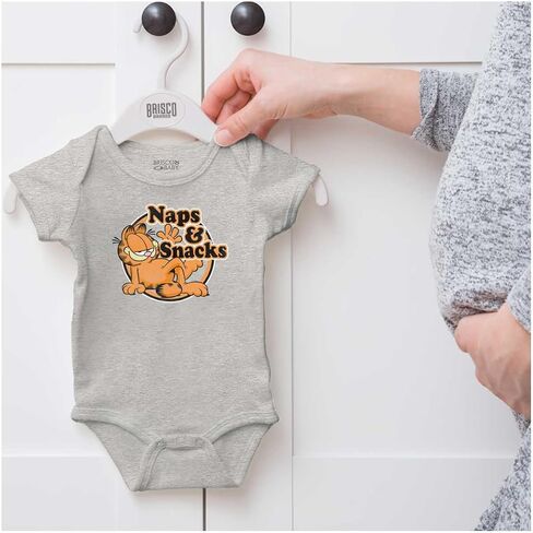 Brisco Brands Funny Garfield Cartoon Naps N Snacks Baby Romper Boys or Girls in Saudi Arabia