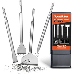 TovxTuke SDS Plus Chisel Set, 4 Piece Steel Tool Set for Tile, Flat, Pointed Chisel, Made of Super Hardened Steel in Saudi Arabia