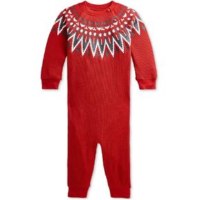 POLO RALPH LAUREN Baby Boys Fair Isle Waffle Knit Coverall (Red(5001)/W, 3 Months) in Kuwait