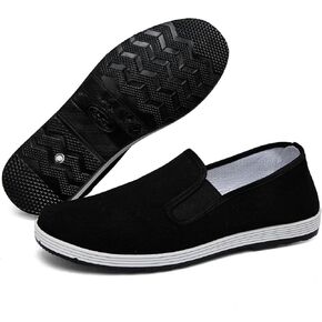 Unisex Traditional Tai Chi Shoes, Old Beijing Kung Fu Martial Arts Cloth Loafers, Lightweight Canvas Slip-On Indoor Outdoor Footwear (All Black 37) in Kuwait