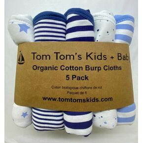 Tom Tom's Kids + Baby Organic Burp Cloths - Pack of 5 - Navy and French Blue in Saudi Arabia