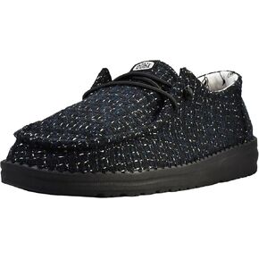 حذاء HEYDUDE نسائي Wendy Metallic Sparkle سهل الارتداء، أسود/أبيض، مقاس 10 in Kuwait