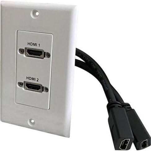 WPD-2HD1-AW HDMI Pass-Through Single Gang Decorative Wall Plate with Pigtail, White in Saudi Arabia