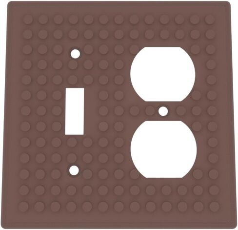لوحة غطاء مفتاح الإضاءة من طوب البناء - متوافقة مع كتل البناء القياسية - منفذ مزدوج/مفتاح قطب واحد (بني ذهبي لامع) in Kuwait