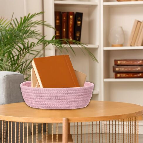 uxcell White Small Cotton Rope Woven Storage Basket, Shelf Closet Storage Gift Woven Baskets Cute Nursery Box Bin Decor Organization Bin for Home Supply, Oval, 10.3x3.2 in Saudi Arabia